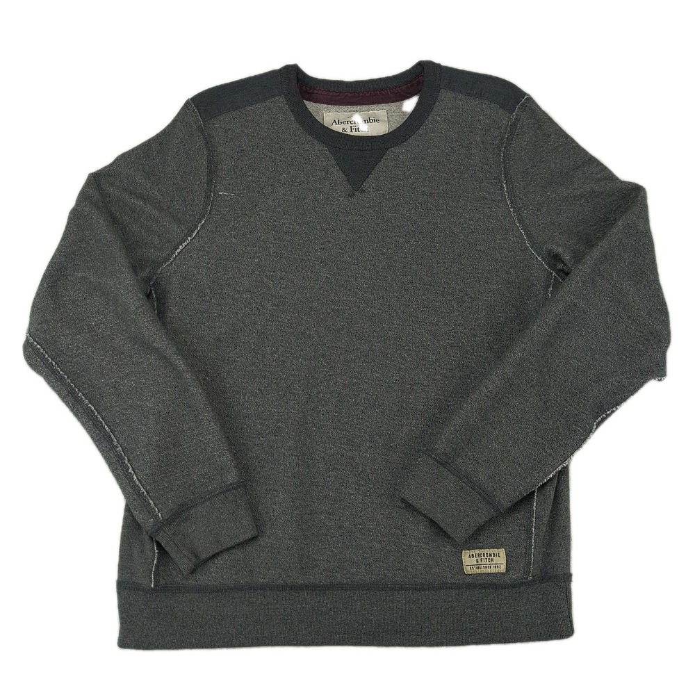 Abercrombie & Fitch Mens XL Charcoal Gray Crewneck Sweatshirt Contrast Shoulder